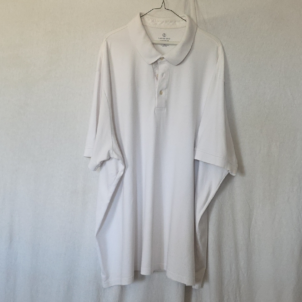 Lands' End White Polo Shirt Classic Cotton Casual